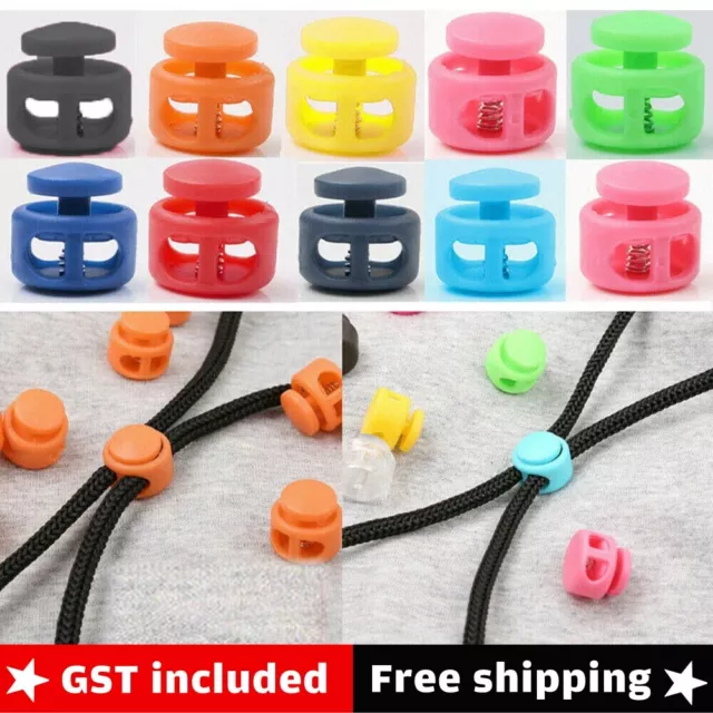 Spring Cord Locks for Drawstrings Plastic Double Holes Cord Ends Fastener  Oval Toggle Stopper Sliders for DIY Projects, Shoelaces, Backpack 
