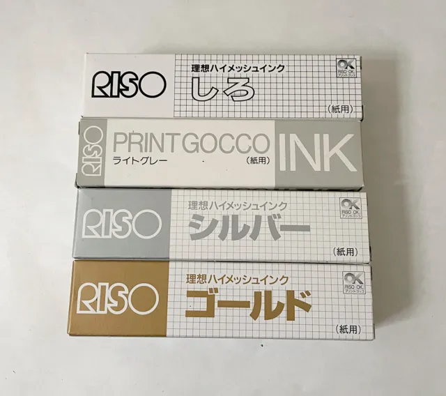 Lot of 4 RISO GOCCO Print Paper Ink Japanese HM Hi Mesh screen PG-5 gold silver