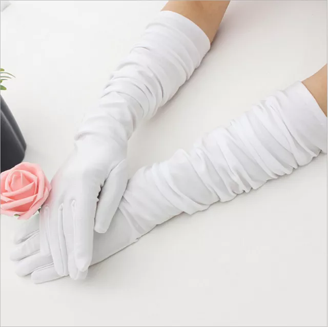 Long Satin Gloves Opera Wedding Bridal Evening Party Costume Colorful Glove-r*