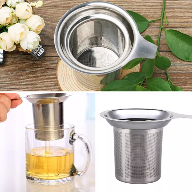 Stainless Steel Round Tea Infuser for Mug Cup Filter Strainer Sieve Metal Tray A