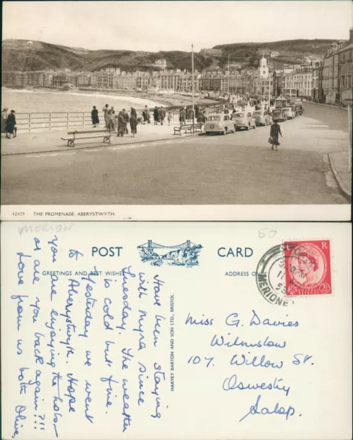 Aberystwyth Promenade 42425 GB 1953 Cancel Harvey Barton