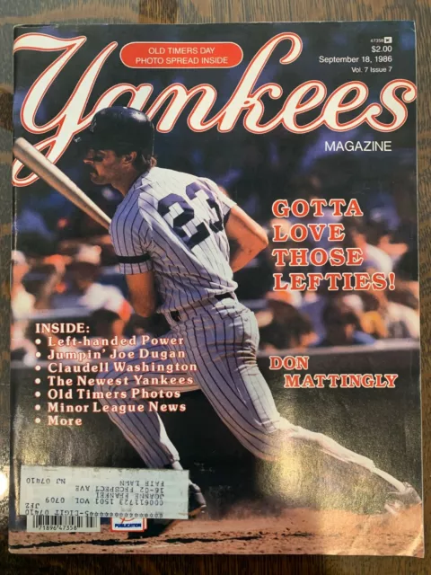 Yankees Magazine Sept 18 1986 Old Timers Day Photo Spread - Don Mattingly Cover