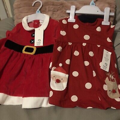 Baby Girls Christmas bundle 6-9 months Velvet Dress 2 Piece Outfit Santa Gift