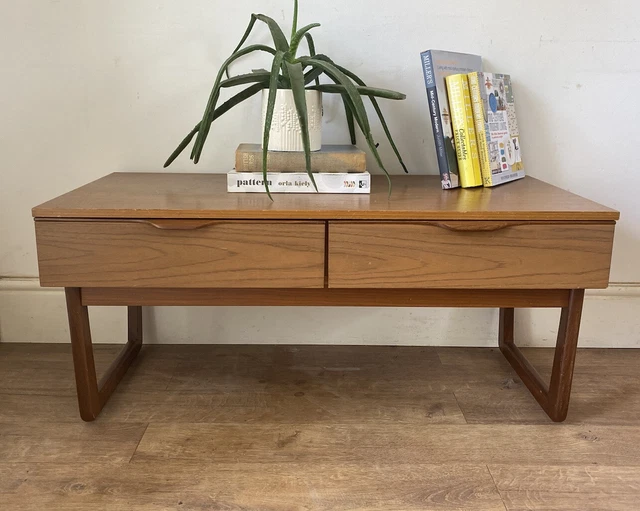 Vintage mid century Harris Lebus Europa 2 Drawer Console Coffee Table