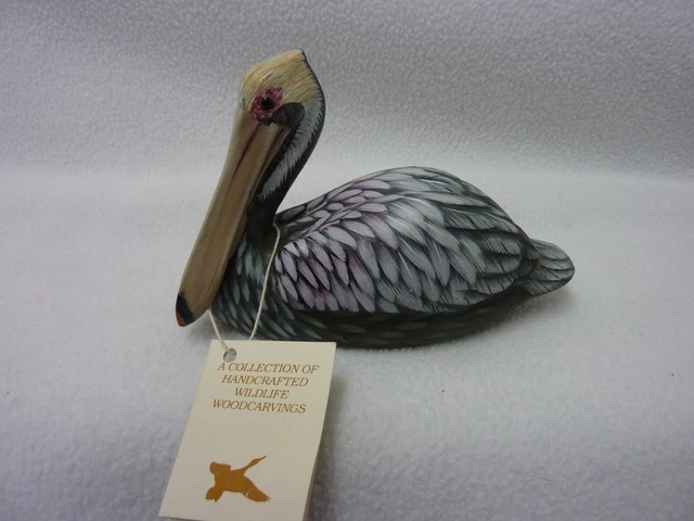 Nwt John J Madison Hand Painted Wildlife Woodcraving Pelican Bird Decoy Figurine