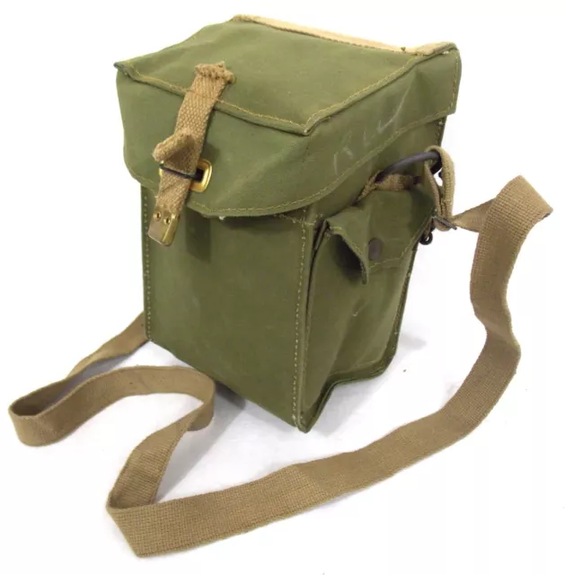 Vintage WW2 British Army Canvas gas mask bag Satchel shoulder military WWII