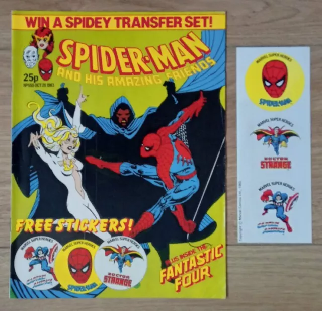 SPIDER MAN WEEKLY #555 WITH FREE GIFT STICKERS 26th OCTOBER 1983 MARVEL UK COMIC