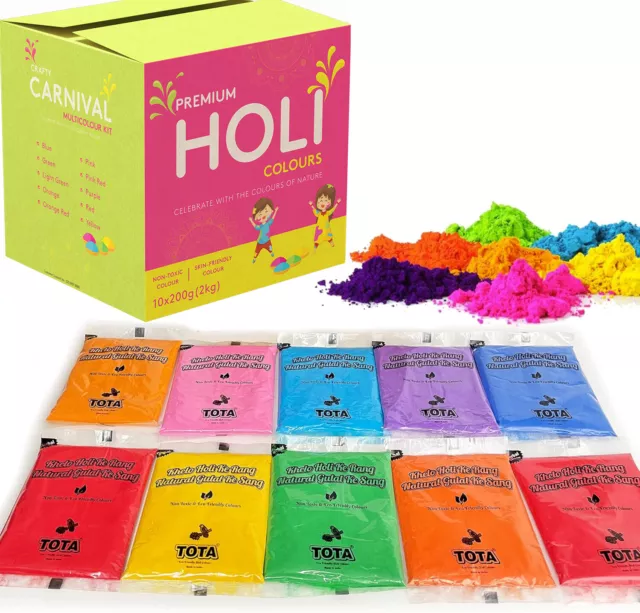 Natural Holi Colours Holi Giftbox | Lab Tested Certified (100g/200g(Pack of 10))