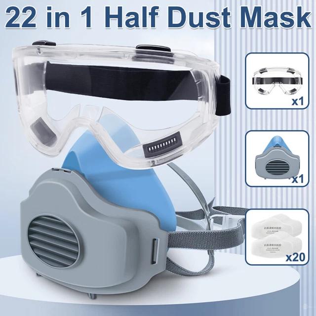 Half Face Gas Mask Respirator Painting Spraying Respirator Facepiece Glasses US