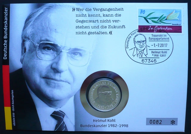 Deutschland Numis- Medaillenbrief Helmut Kohl Trauerakt 333er SILBER