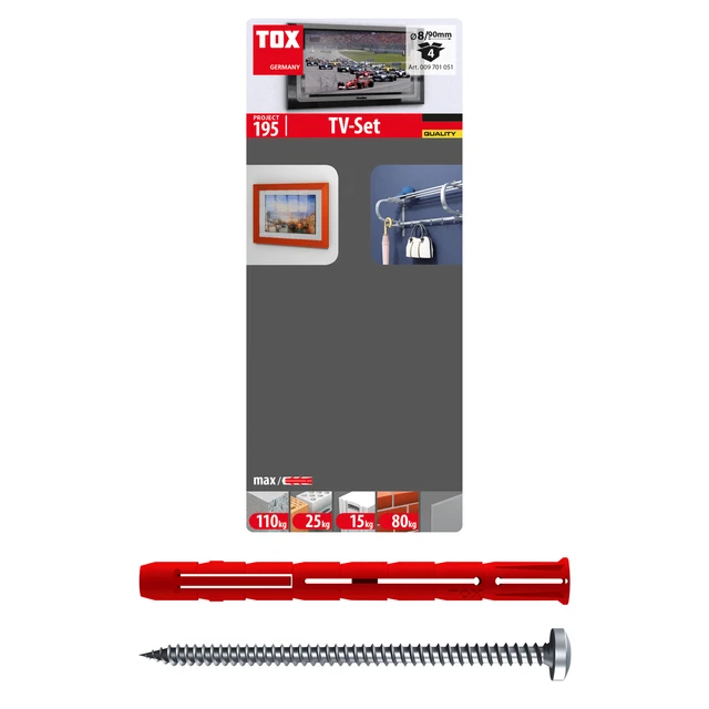 Tasselli ad espansione parallela TOX bicipiti TV supporto a parete set da 4 tasselli lunghi 10x90 viti