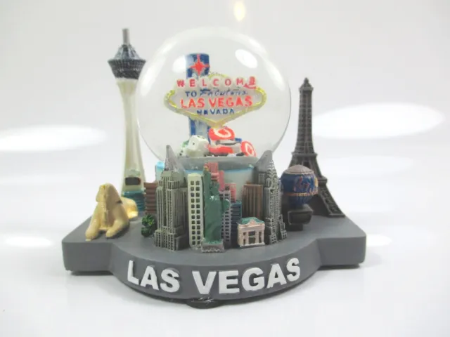 Las Vegas Nevada Poli Souvenir Modello Con Palla di Neve Paris Luxor New York