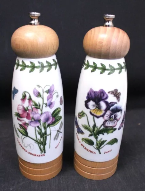 2 x PORTMEIRION Botanic Garden Susan Williams Ellis SALT & PEPPER MILLS -CA9