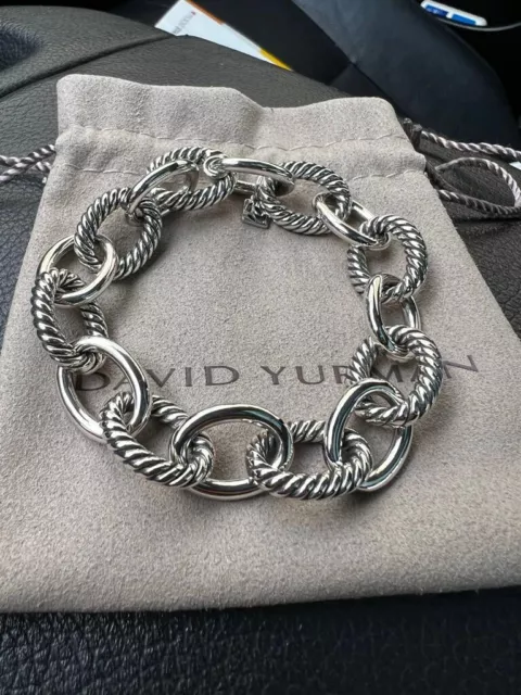 David Yurman Sterling Silver 14mm Oval Link Bracelet Sz Medium 3