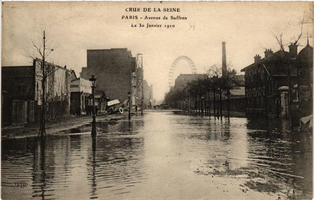 CPA PARIS 15e Avenue de Suffren. Crue 1910 (536078)