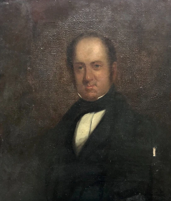 Pintura antigua, Retrato de un caballero, Óleo sobre lienzo, Pintura, XIX