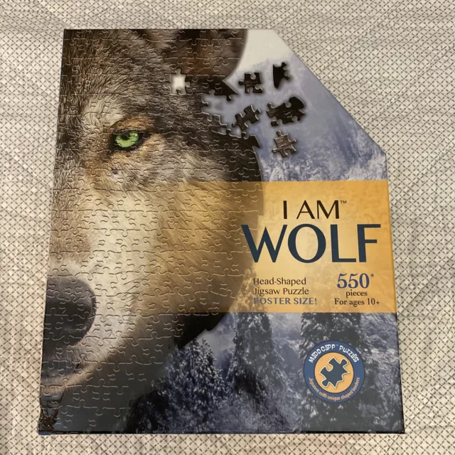 “I AM WOLF” Madd Capp WOLF SHAPED 550 Pc Jigsaw Puzzle ANIMAL SHAPED PUZZLE