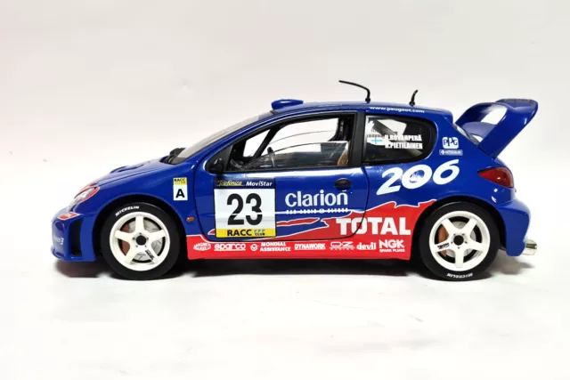 gebraucht! Solido 9016 Peugeot 206 WRC 2002 blau/rot/weiß "Rally Catalunya 1:18