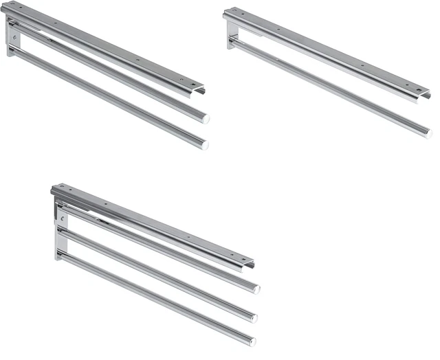 2 Pièces Porte-Serviettes Pivotant Ted 2 Bras Chrome Poli (Aluminium