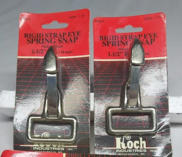 Lot x2 Koch Rigid Strap Eye Spring Snap Nickel-Plated 1-1/2" x 3-3/4" OAL