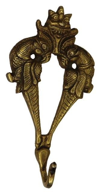 Peacock Design Victorian Finish Handmade Brass Cloth Towel 1 Hook Wall Hanger 3
