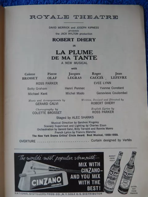La Plume De Ma Tante - Royale Theatre Playbill - May 23rd, 1960 - Robert Dhery 3