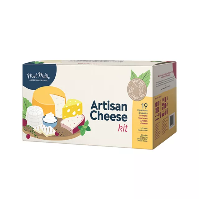 New Mad Millie Artisan Cheese Kit - Mozzarella Ricotta Feta Halloumi Cheddar