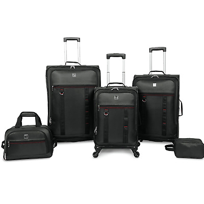 5 Piece Softside Luggage Set, Includes 28" & 24" Check Bags, 20" Carry-on, Green