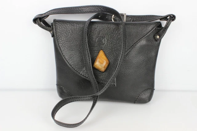Sac à Bandoulière Noir Stradivarius En Cuir - Dimensions 21x13 Cm - Occasion En Très Bon état
