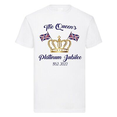 Queen's Platinum Jubilee T-Shirt 2022 Union Jack Crown Mens Womens Kids Tshirt