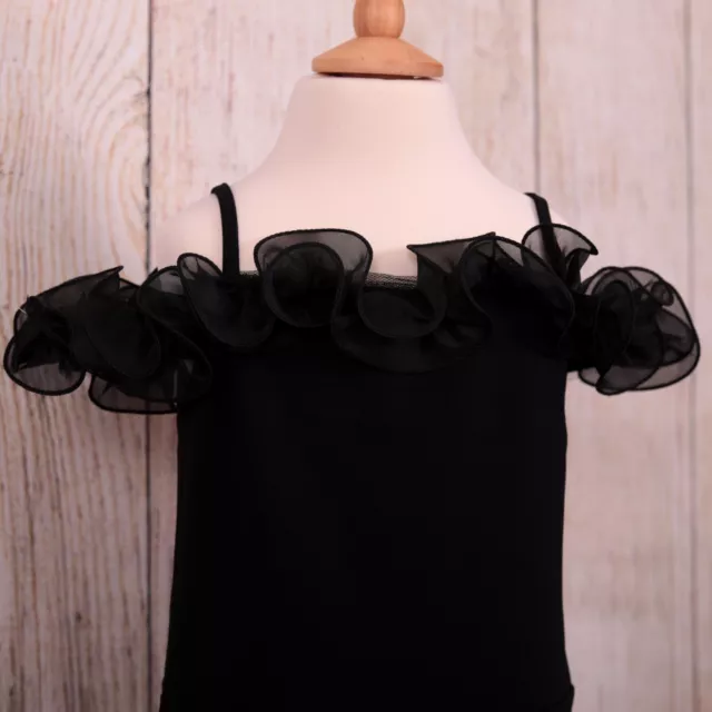 BNWOT Girl's 5-6 Years Ex River Island Black Ruffle Cold Shoulder Party Dress