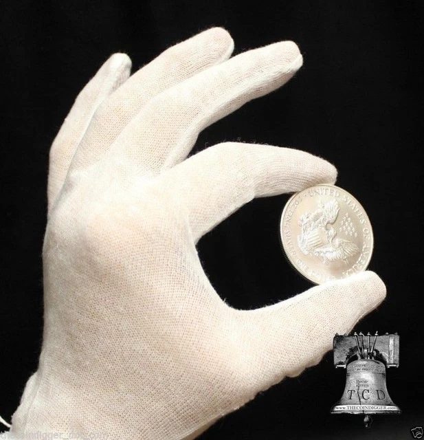 24 Pair Cotton Inspection Glove LIGHT DUTY Coin Jewelry Stamp Silver Gold LARGE