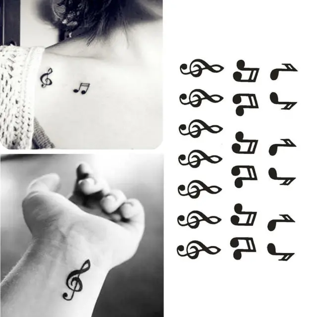 Pegatina impermeable para tatuaje temporal oído nota musical arte corporal tatuaje de henna