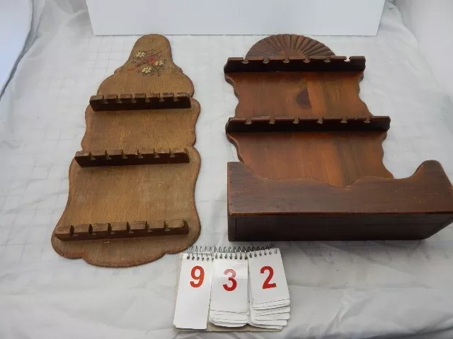 Vintage SOUVENIR SPOON DISPLAY RACKS, WOOD