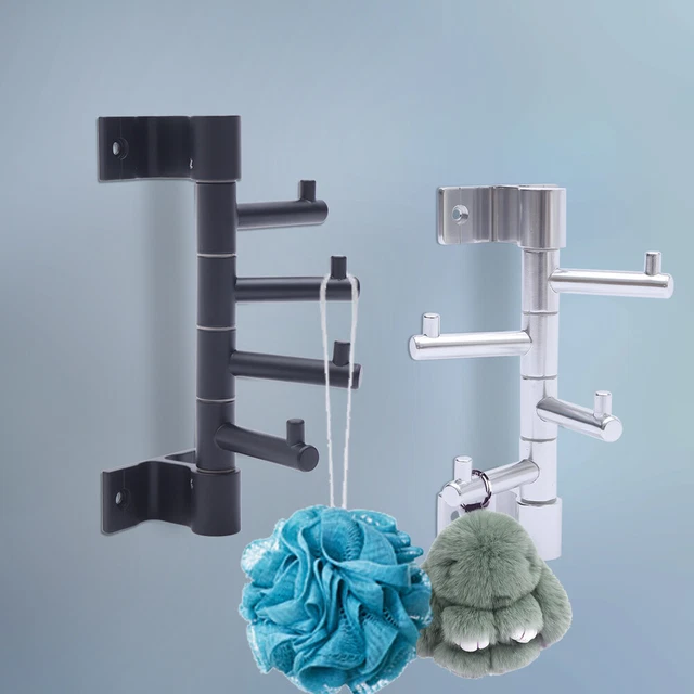 Rotating Coat Hooks Wall-Mount Clothes Bathrobe Holder Hanger w/ 4 Swivel Arms