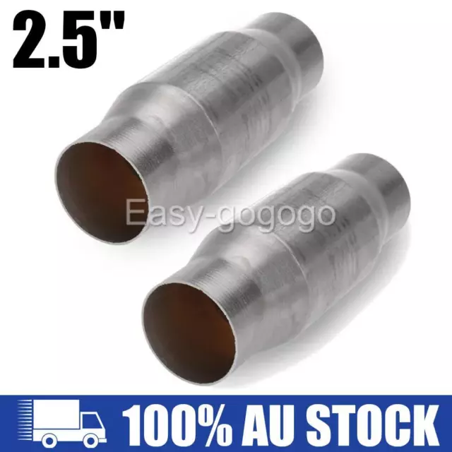 2* 2.5'' inch Catalytic Converter High Flow Metal Core 400 Cell Stainless Steel