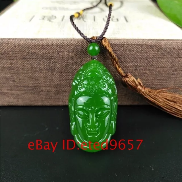 Gifts Buddha Jade Amulet Pendant for Men Jadeite Necklace Carved Green Natural