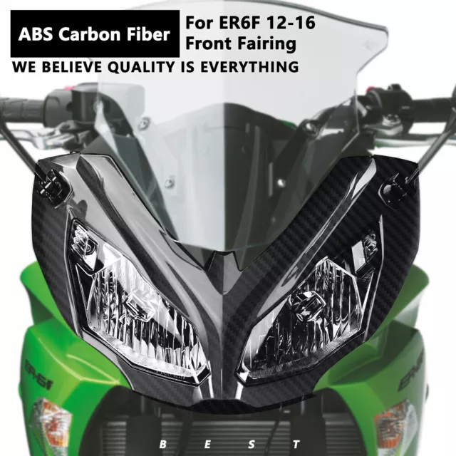 Panel de nariz de carenado frontal de fibra de carbono para KAWASAKI NINJA650 ER6F 12-16 EX650