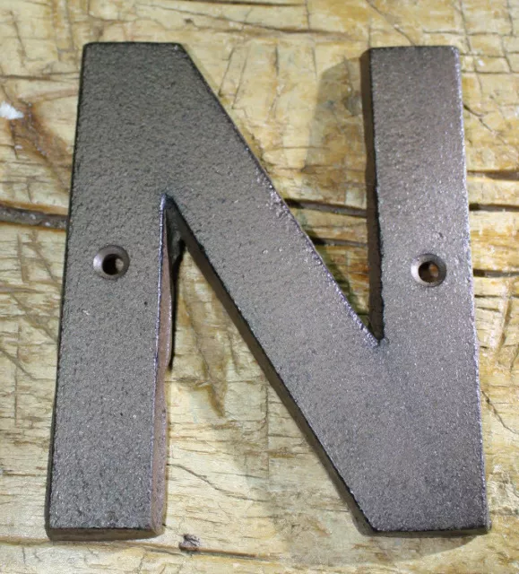 Cast Iron Industrial LETTER N Sign Rustic Brown 5" tall Alphabet