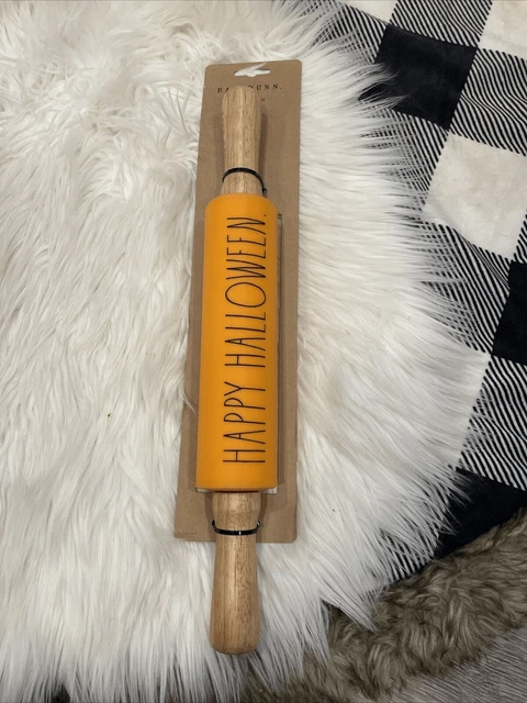 Rae Dunn "HAPPY HALLOWEEN" Orange Rolling Pin. Size 15" NEW