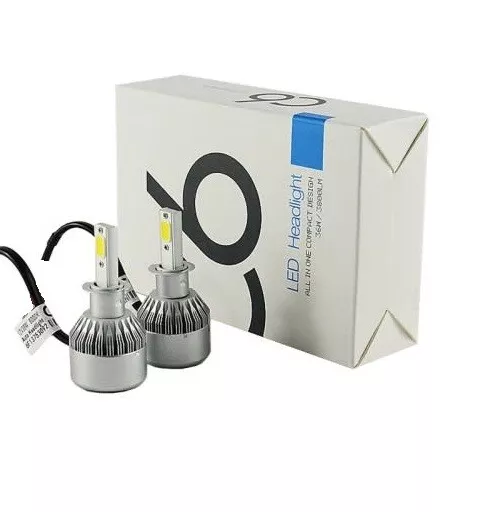 Coppia Fari Led Auto Lampade H3 C6 Moto Kit Lampadine 36W Luce Bianca 6000K Faro