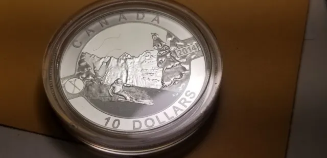 O Canada 2014 Proof Gem $10 Silver Coin Canadian Skiing.