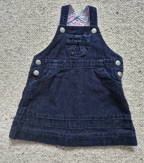 Jojo Maman Bebe navy corduroy pinafore dress age 6-12 months