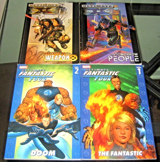 ULTIMATES TPB, MARVEL comic book (LOT OF 4) FANTASTIC 4 & X-MEN VOL 1 & 2 (C-44)
