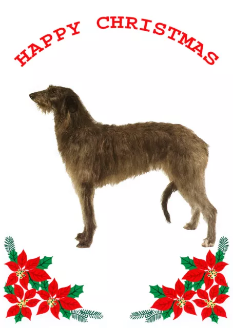 Deerhound Single Dog Print Greeting Christmas Card