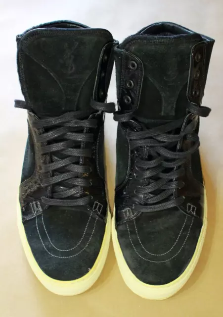 YSL Saint Laurent Paris Malibu Suede Calf Hair High Tops AL248650 EU 44 US 10.5