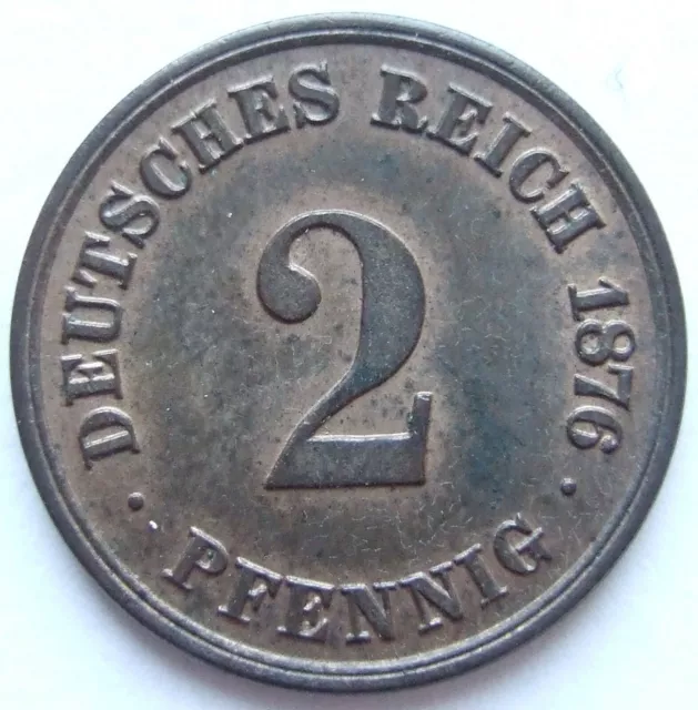 Moneta Reich Tedesco Impero Tedesco 2 Pfennig 1876 A IN Extremely fine /