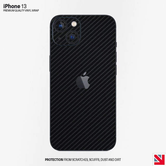NERO fibra di carbonio iPhone 13 pelle decalcomania adesivo vinile avvolgente