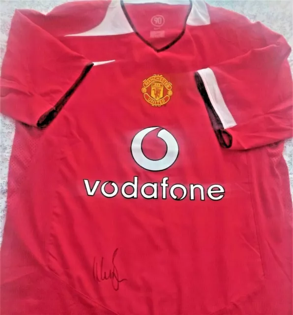204 - Signed Wes Brown Vodaphone Manchester United Football Shirt with COA
