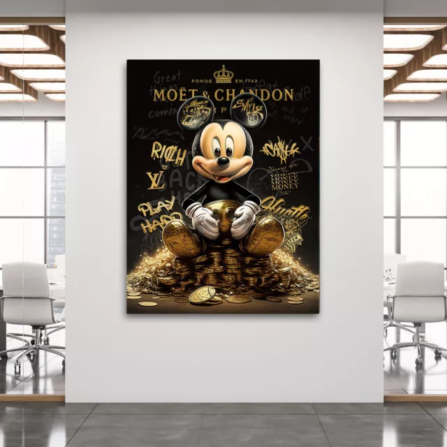 Leinwandbild Micky Maus Pop Art Motivation Wandbild Wohnzimmer Büro Wanddeko